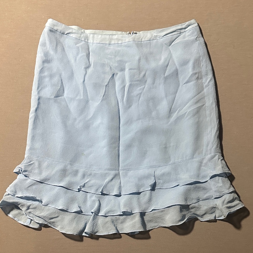 Express Soft Blue Ruffle Mini Skirt